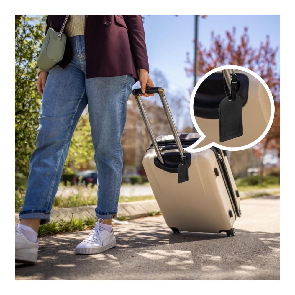 Koffer- & Taschenanhänger Set - 4 Stück Leder Namenschild ID Etikett für Koffer Reisetaschen Handtaschen Rucksäcke - Gepäckanhänger mit Adressschild - Praktisches Kofferzubehör
