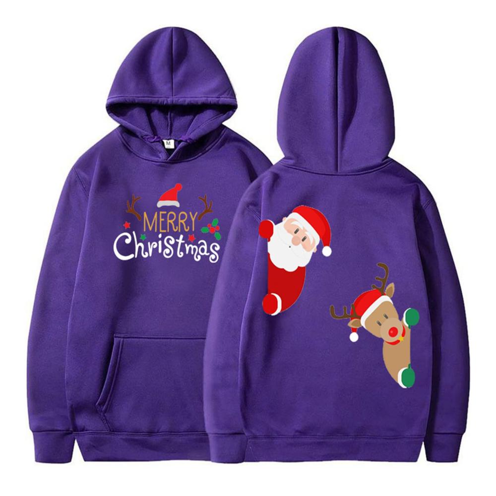 Merry Christmas Pullover Festive Hooded Sweaters with Christmas Graphics