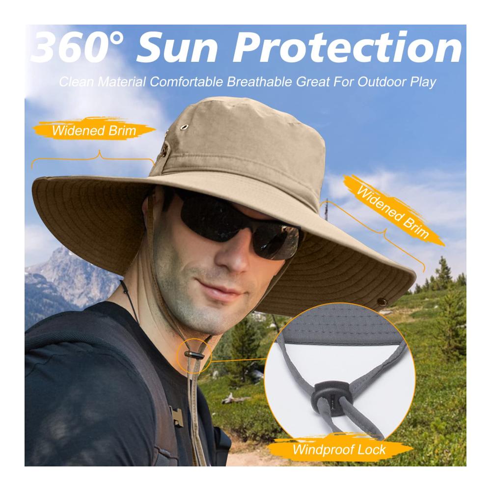 Fischerhut Herren UV-Schutz Breite Krempe Wasserdicht Atmungsaktiv - Ideal für Outdoor-Aktivitäten Camping und Reisen
