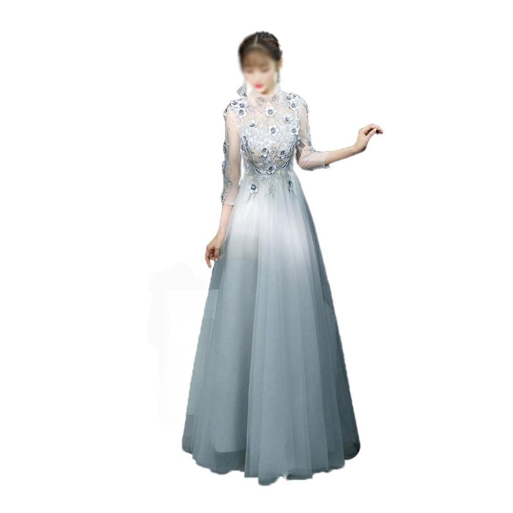 Abendkleider für Damen im Herbst | Elegante Bankett- und Partykleider | Lang geschnitten mit femininem Charme | Perfekt für Kunstprüfungen und jährliche Feierlichkeiten (D Größe L
