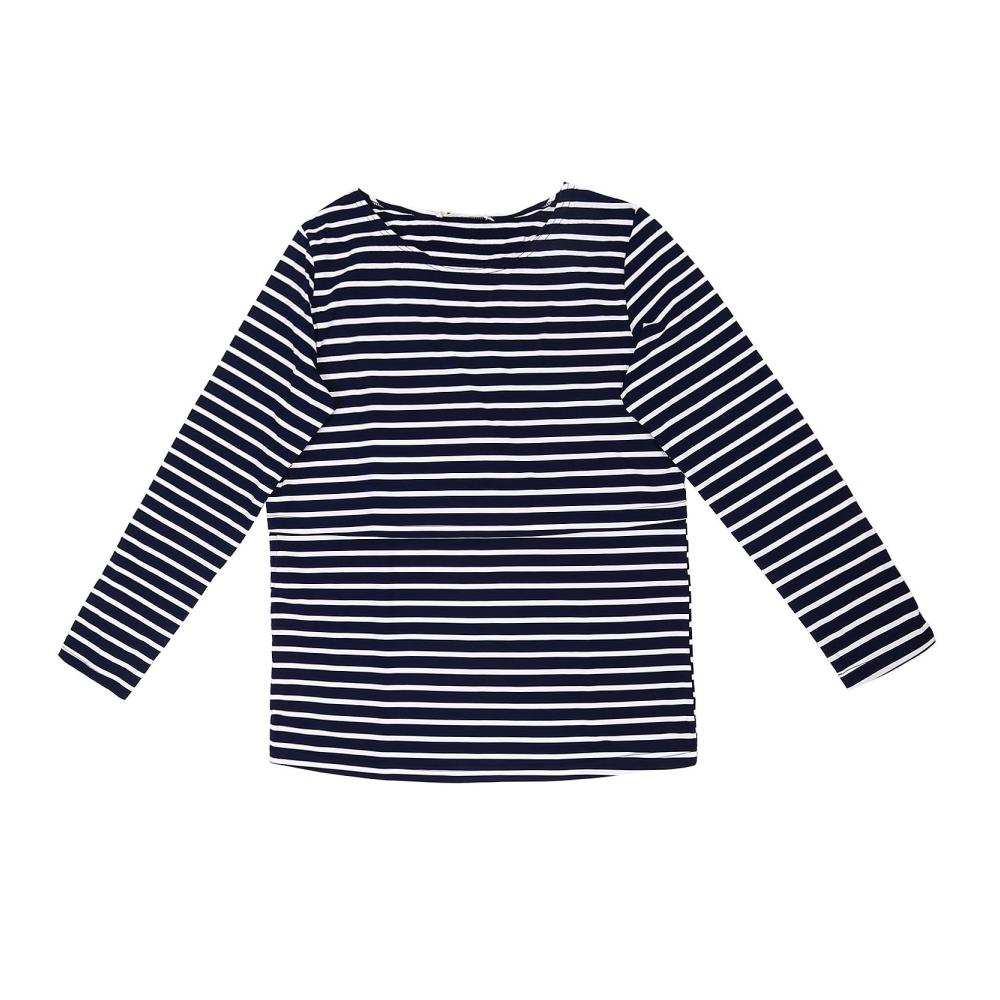 Mutterschafts-Langarmshirt UTOVME Stilltop für Damen Doppellagiges Stillen Streifen-Design Still-Shirt mit langen Ärmeln für Mütter