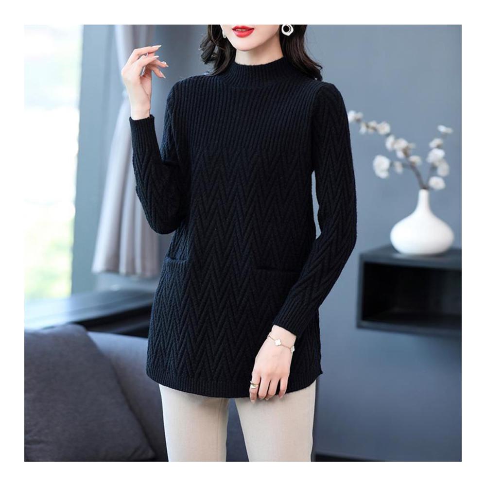 Bequemer Damen-Mantelpullover mit Halbem Rollkragen – Weiches kuscheliges und elastisches Design für kühle Tage