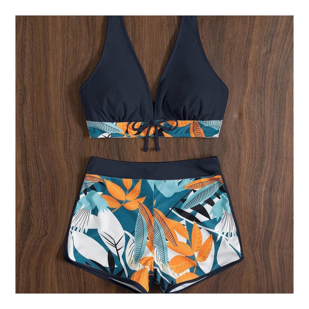 Adorling Damen Bikini Set - Sexy Lace Up Bademode mit Wickeloptik V-Ausschnitt und Zweiteiligem Badeanzug