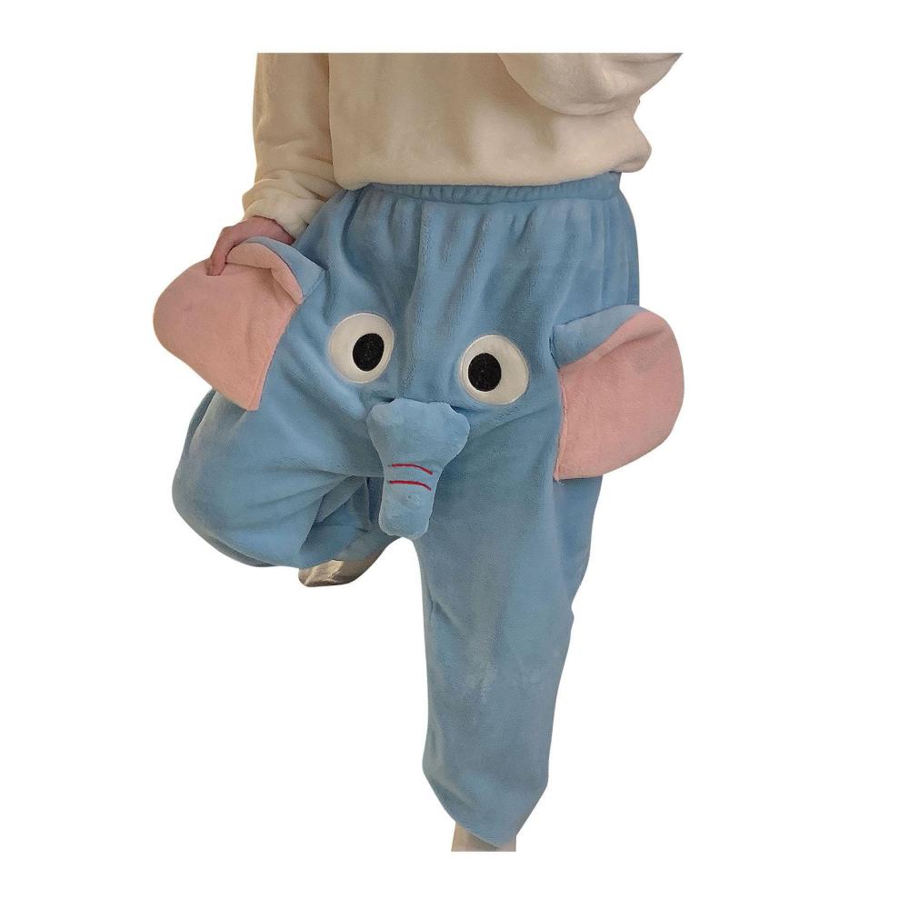 Lustige Elefant Pyjamahosen für Herren und Damen – Warme Thermohose für den Winter bequeme Freizeithose coole Schlafanzughose mit Rüssel in Lang