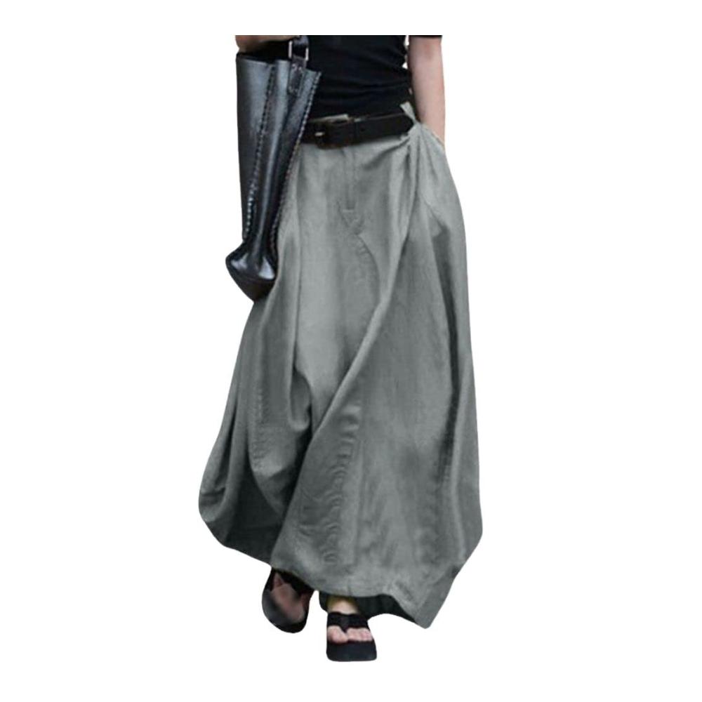 Damen Maxirock mit hohem Bund Flowy Linie und Taschen für Frühling Herbst und Winter