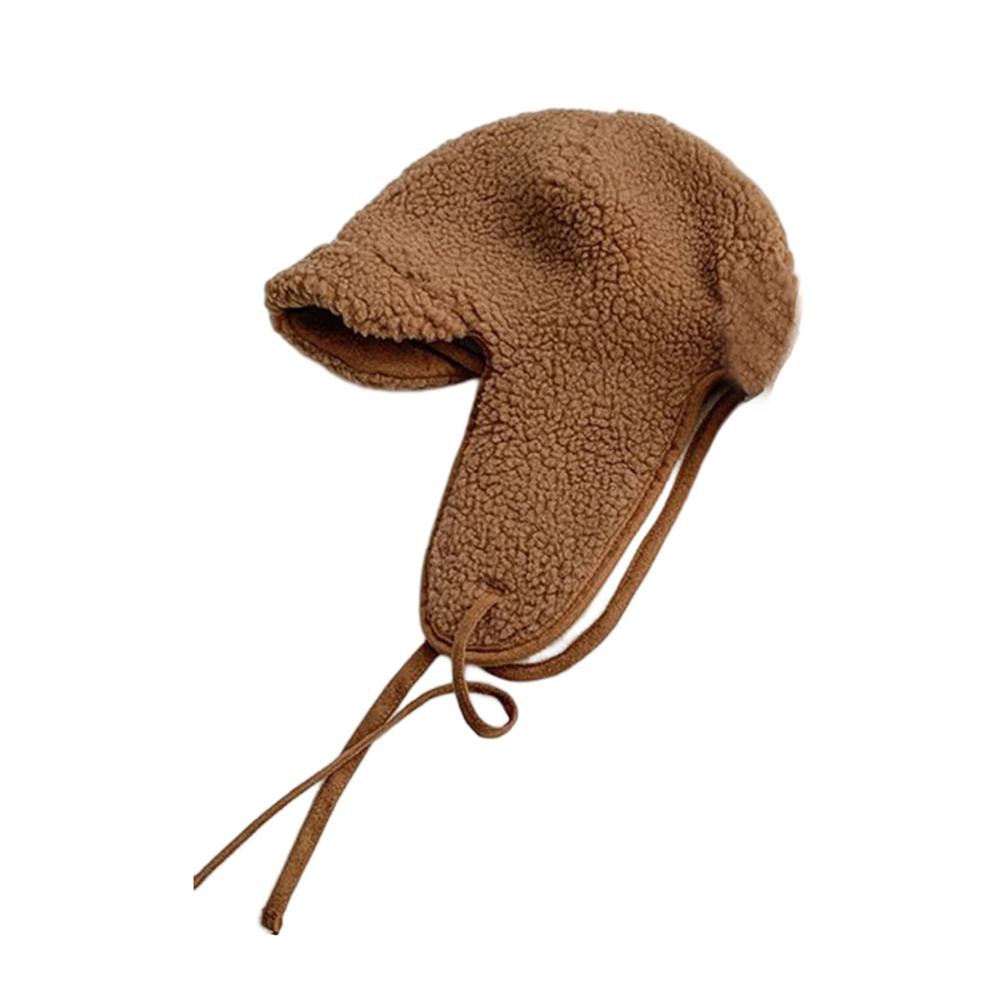 Fliegermütze mit Plüsch-Ohrklappen Kapuze und gebogenem Visier - Wintermütze mit Fleece-Futter und Gehörschutz für Damen