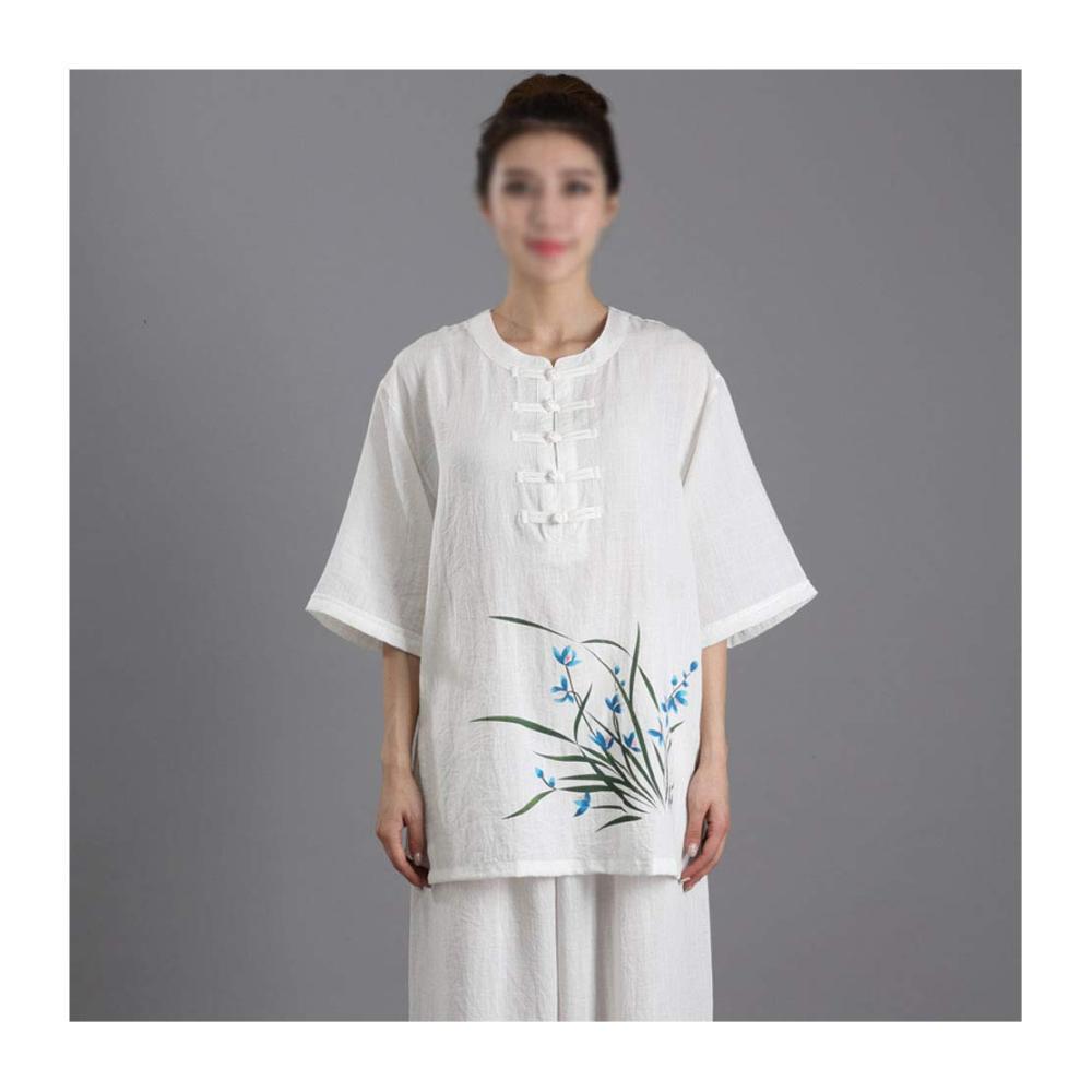 Kung Fu und Tai Chi Trainingsanzug - Unisex Kampfsportkleidung für Qi Gong und Wing Chun Shaolin Uniform Set - Weiß3-L