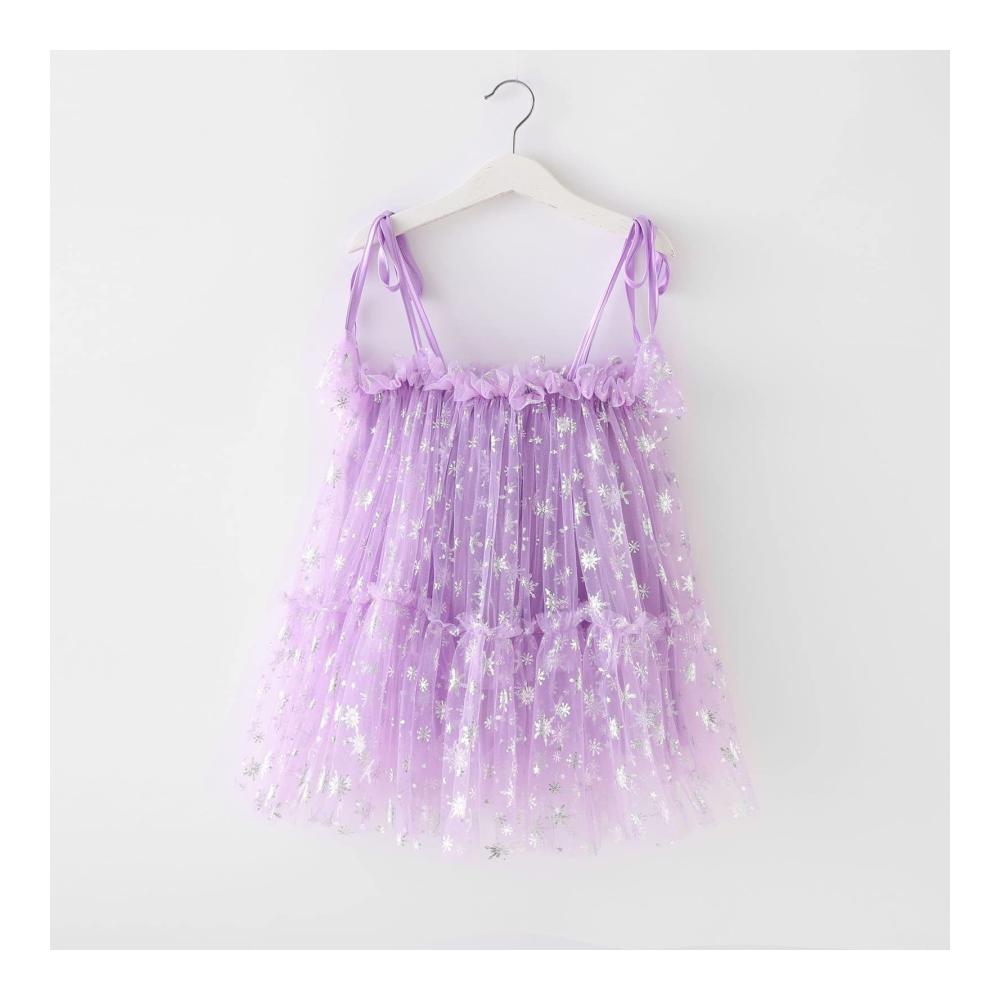 Baby Mädchen T-Shirt-Kleid mit ärmellosem Design Schneeflocken-Pailletten-Prinzessin-Kleid für Tanzpartys und festliche Anlässe