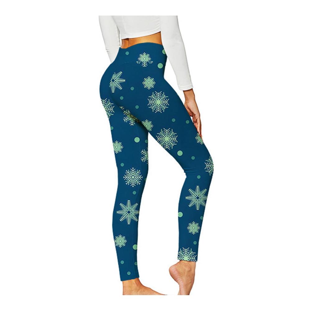 Festliche Weihnachtsleggings für Damen mit Schneeflocken- und Elchdruck – Yogahose für die Feiertage Sportliche Enge Dehnbar und Stilvoll