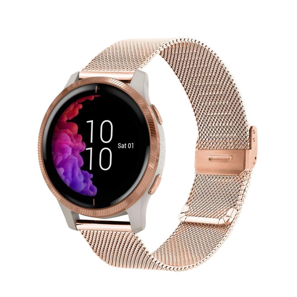 20mm Roségold Edelstahl Mesh Uhrenarmband für Garmin Venu Sq 2/Venu 2 Plus/Vivoactive 5 - Ersatzarmband für Samsung Galaxy Watch 6/5/4