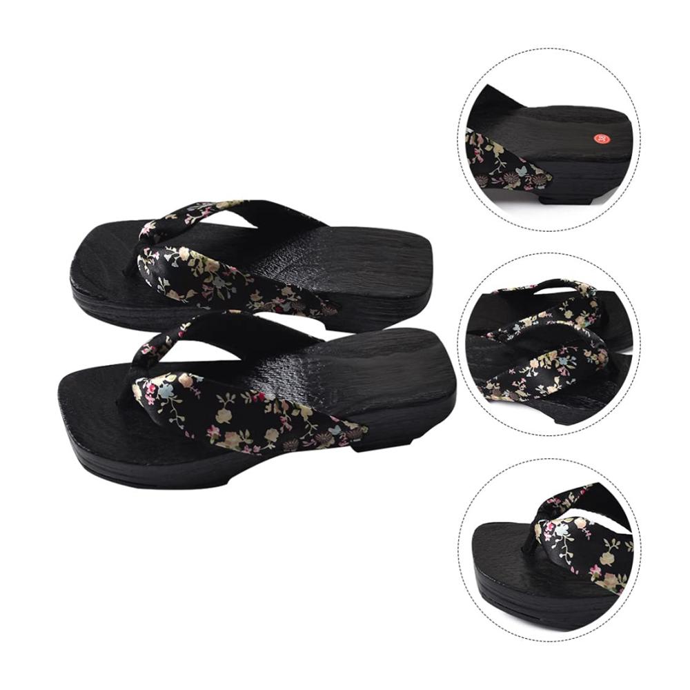 Damen Japanische Holzkeil Sandalen - Sommer High Heel Flip-Flops für Outdoor-Mode am Strand - Böhmische Plattform Schuhe (23.0 cm 6US 36.5EU 3.5UK