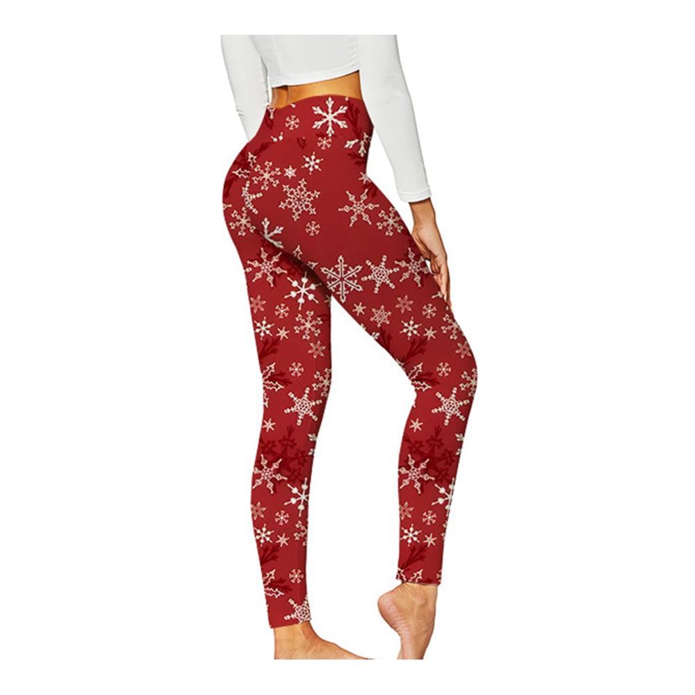Festliche Weihnachtsleggings für Damen mit Schneeflocken- und Elchdruck – Yogahose für die Feiertage Sportliche Enge Dehnbar und Stilvoll