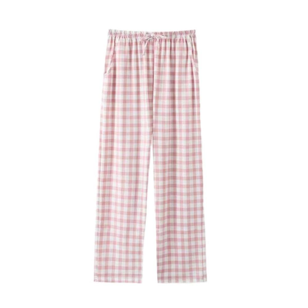 Bequeme Baumwoll-Schlafanzughose für Damen - Mit Karomuster Taschen und Kordelzug - Perfekte Loungewear für Yoga und Entspannung