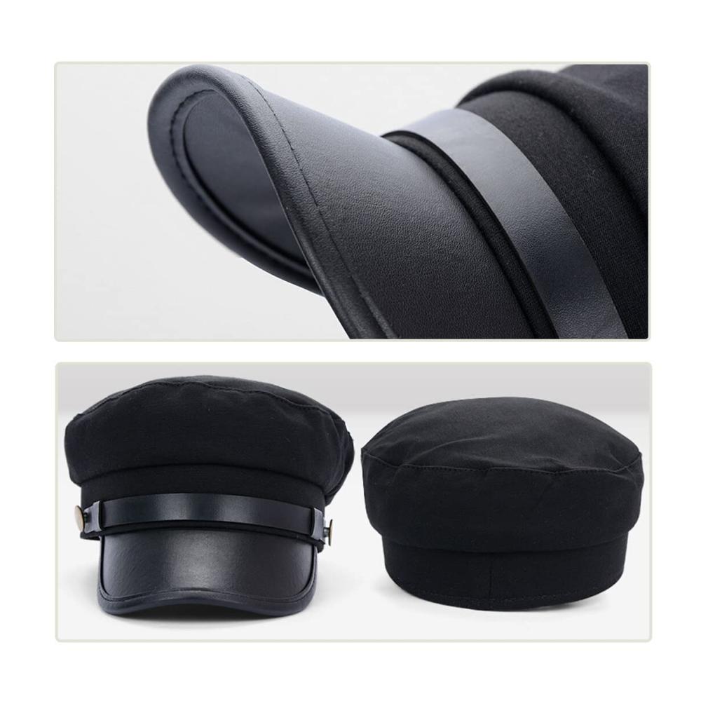 Schwarzer Vintage Newsboy Cap – Stilvolle Baskenmütze für Taxi Fahrer Kostüme mit Peaked Beret Design und Kapitän Sailor Charme