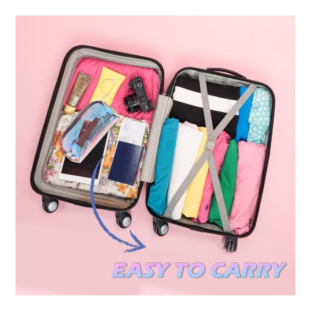 Holografischer Kosmetikkoffer Tragbare Wasserdichte Make-up-Tasche für Frauen - Organisator für Reisen College & Teenager - Transparente Bunte Tasche