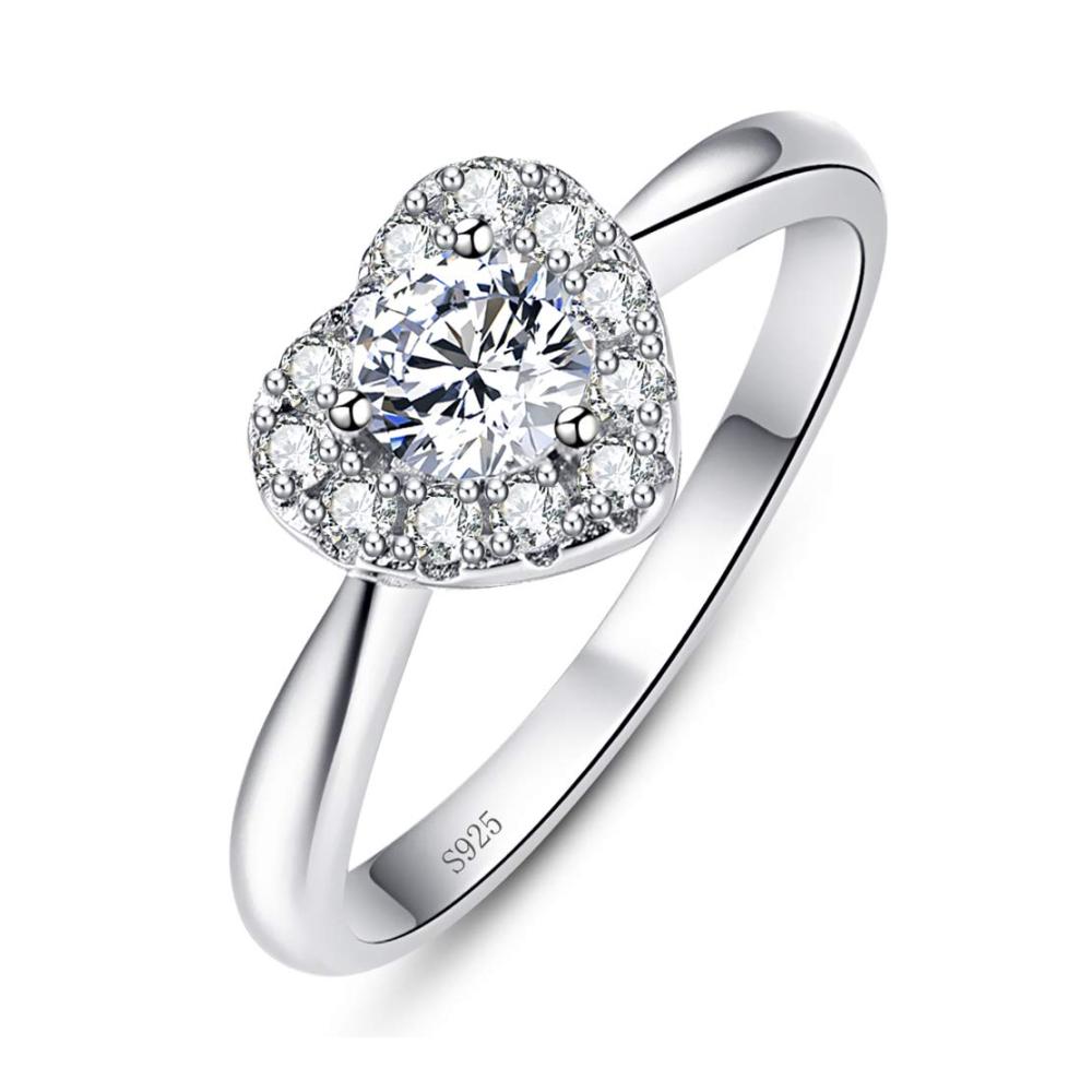 925 Sterling Silber Herzform Verlobungsring mit Runden Cubic Zirkonia - Ehering für Frauen Ewige Versprechen Ringe für Sie