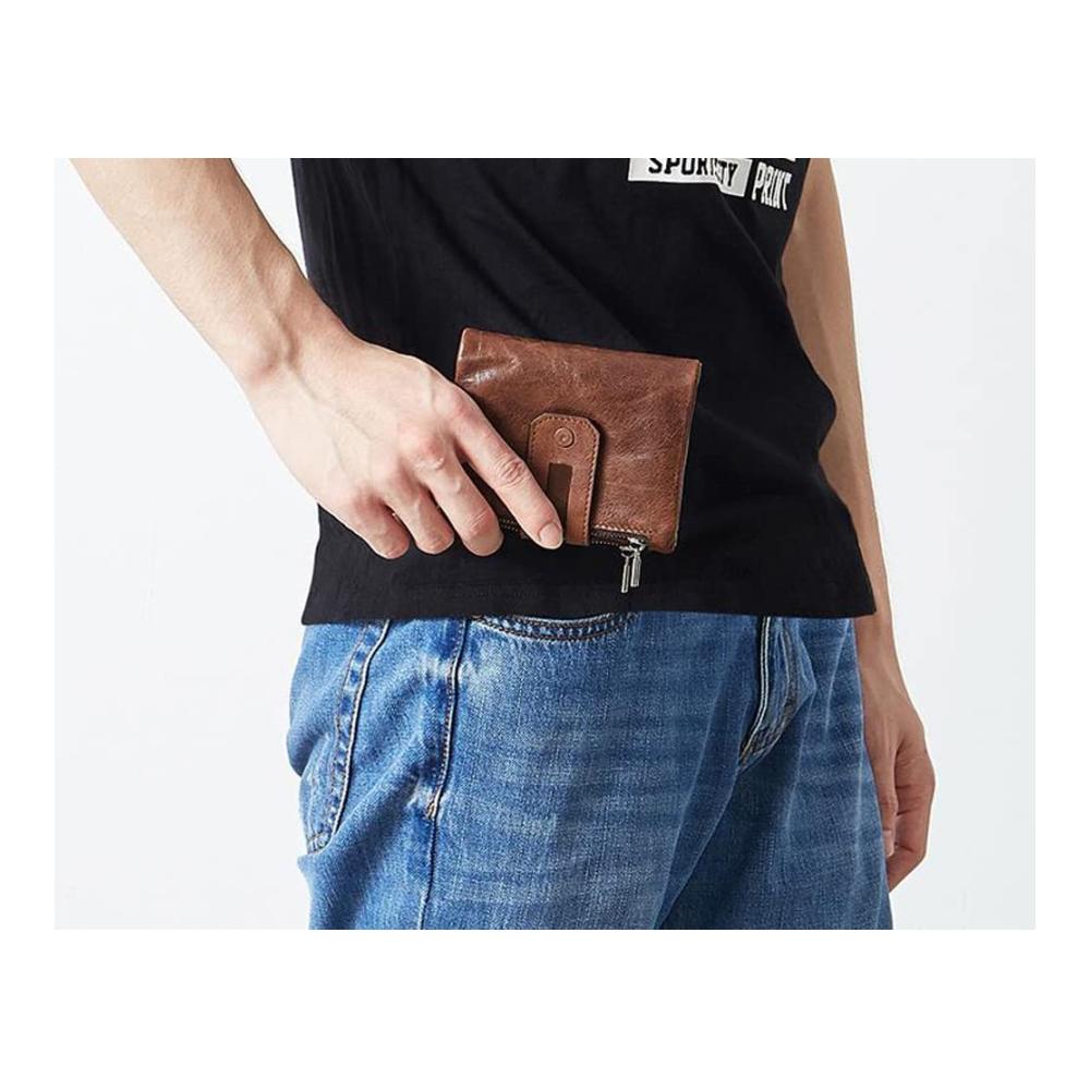Herren Geldbörse aus echtem Leder mit RFID-Blockierung Reißverschluss Münzfach ID-Fenster und Kartenhalter - Schwarze Bifold Geldbörse für maximale Sicherheit und Minimalismus