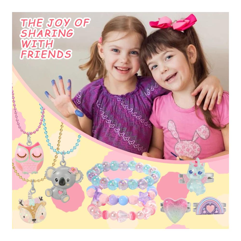 Einhorn Party Set für Mädchen - 6er-Pack Pinkgarden Einhorn Halsketten und Ringe für Kinder - Einhorn Partybevorzugungen inklusive Unicorn Ring und Halskette
