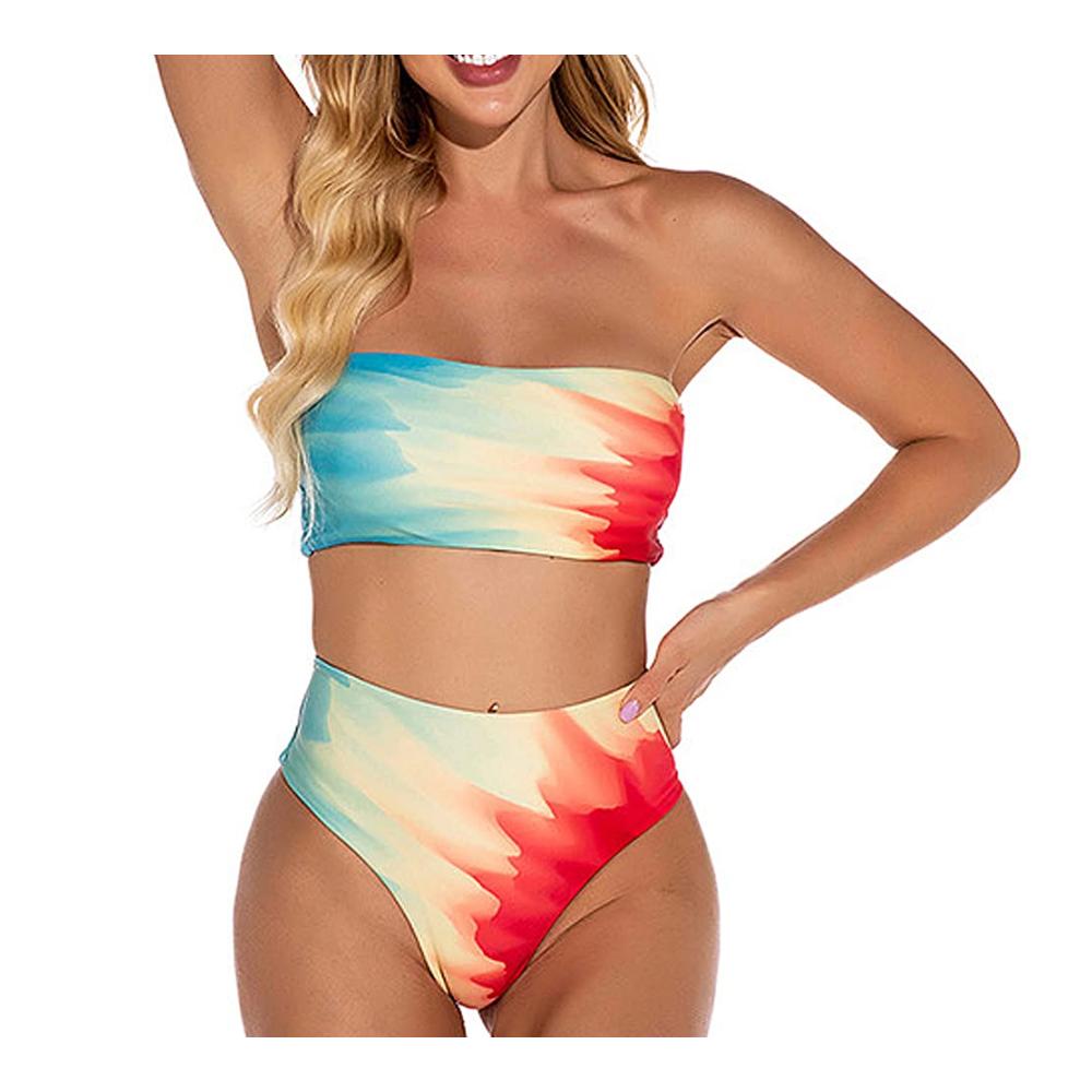 Bandeau Bikini Sets für Damen Trägerlos Hoch tailliert Zwei Stück - Trendige Frauen Schwimmanzüge