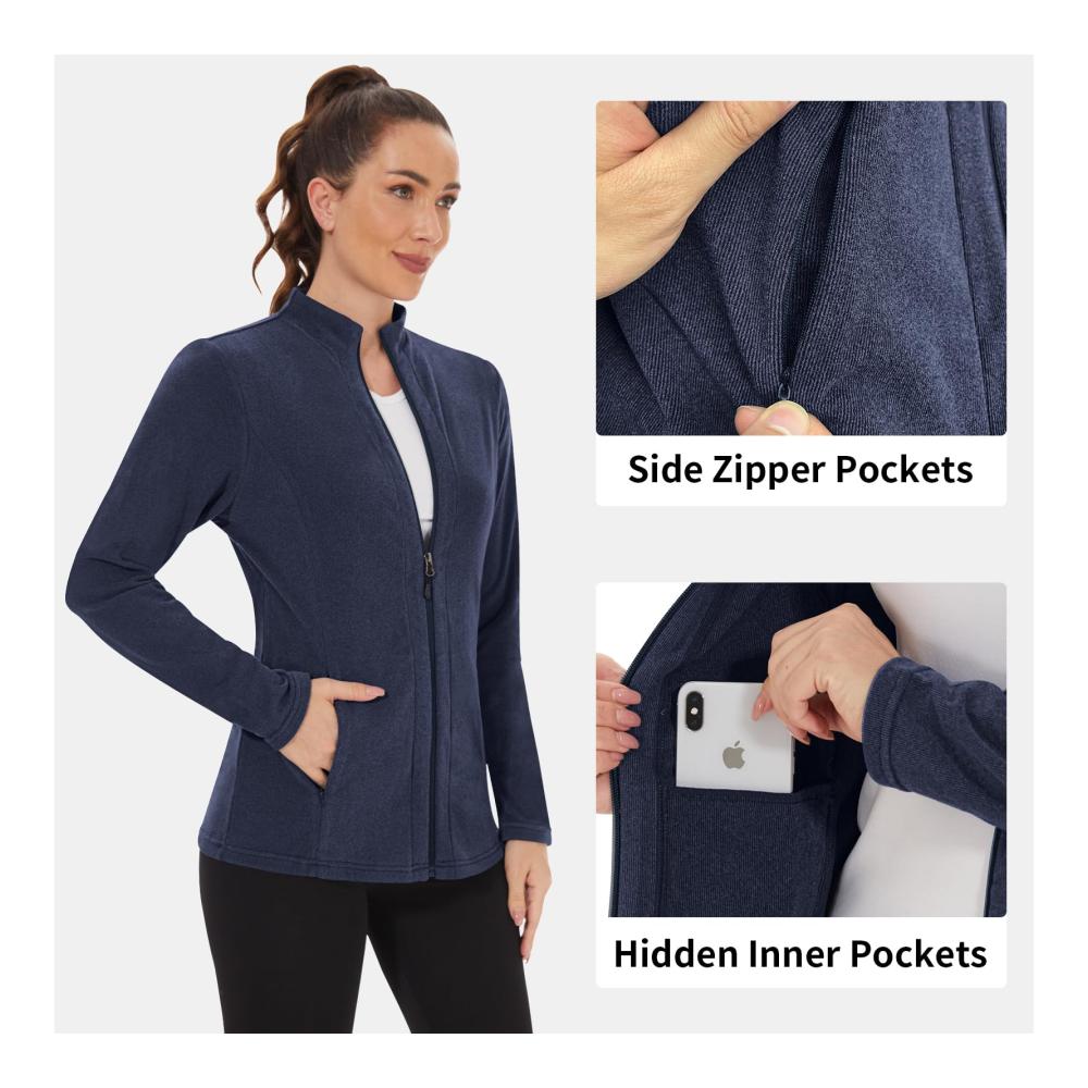 Damen Fleecejacke – Warm Gefüttert Leicht und Antistatisch für Winter Outdoor-Aktivitäten Laufen Wandern und Freizeit - Mit Stehkragen und Full Zip Sweatjacke