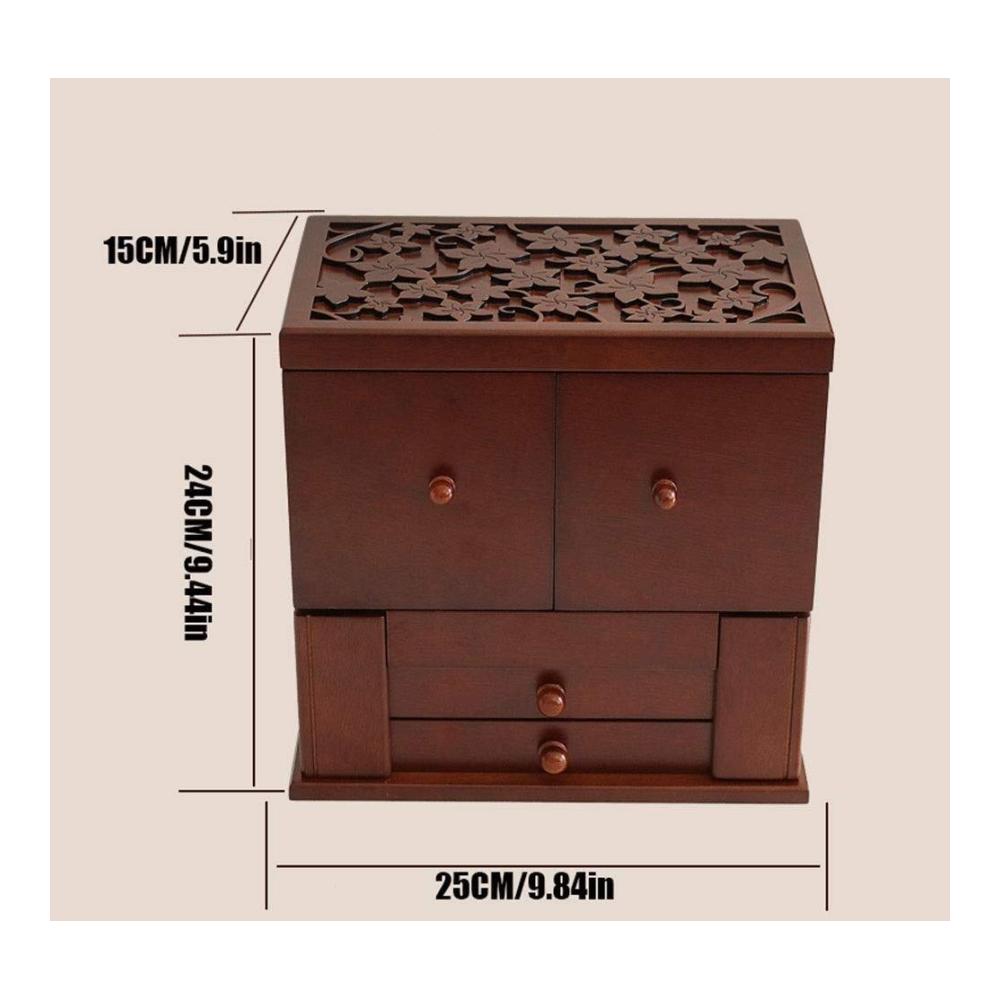 Holz-Schmuckkästchen für Damen Große Schmucktruhe mit Organizer Schrank und Display-Box - Hochwertiges Schmuckkästchen mit großem Fassungsvermögen