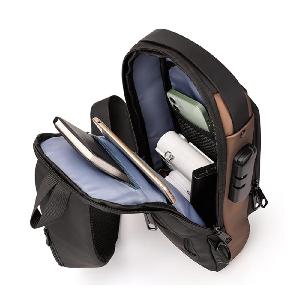 Herren Schultertasche mit Diebstahlschutz USB-Ladeanschluss und Passwortschutz - Wasserdichte Crossbody Umhängetasche für Geschäft und Freizeit