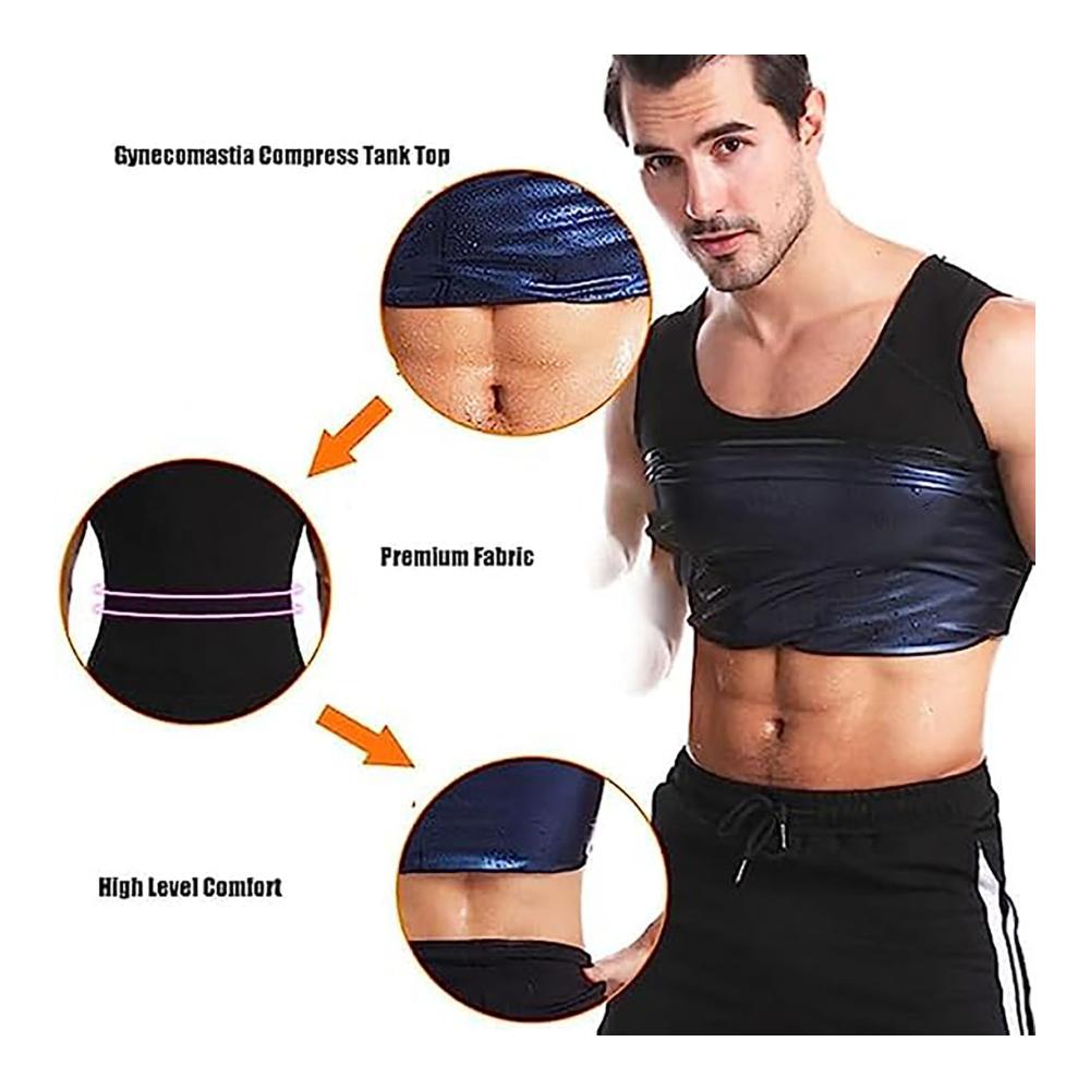 Herren Brustkompressions-Shirt für Gynäkomastie - Schlankes Top zur Brustkompression (Silber S/M