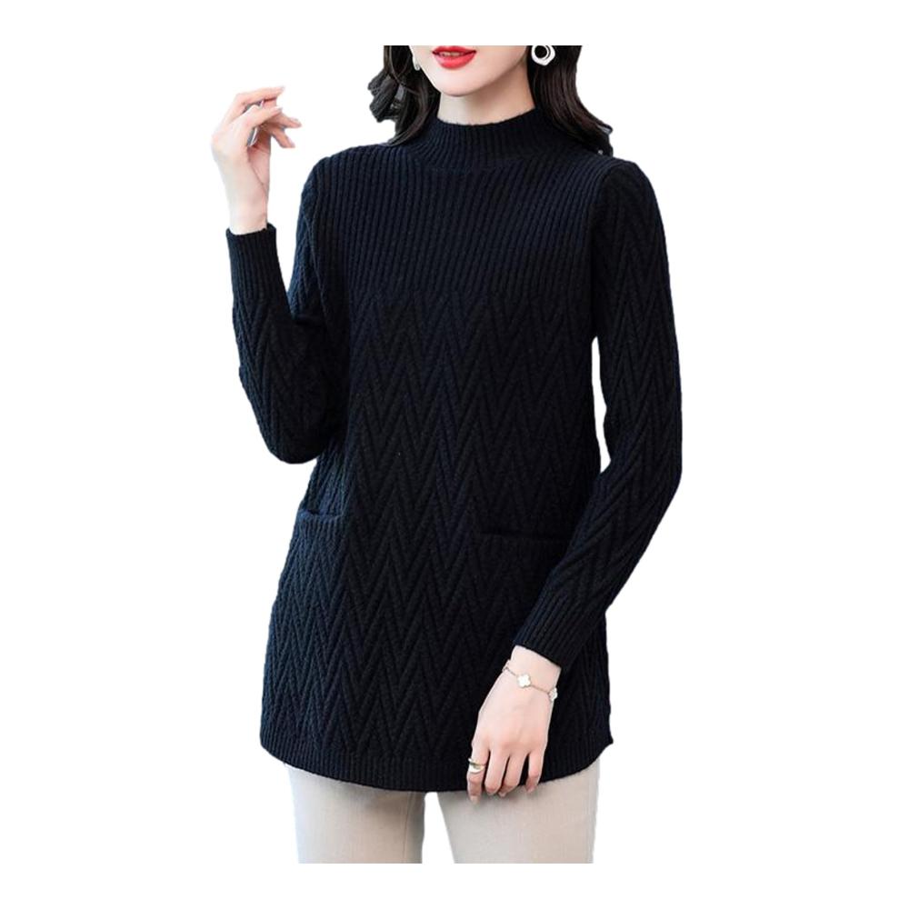 Bequemer Damen-Mantelpullover mit Halbem Rollkragen – Weiches kuscheliges und elastisches Design für kühle Tage