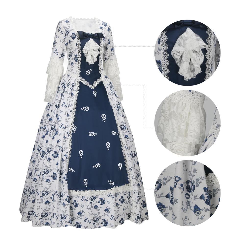 Retro Abendkleid Damen - Viktorianisches Ballkleid im Rokoko-Stil mit floralen Mustern Gothic Lolita Elementen Korsett und elegantem Touch für Cocktail-Events