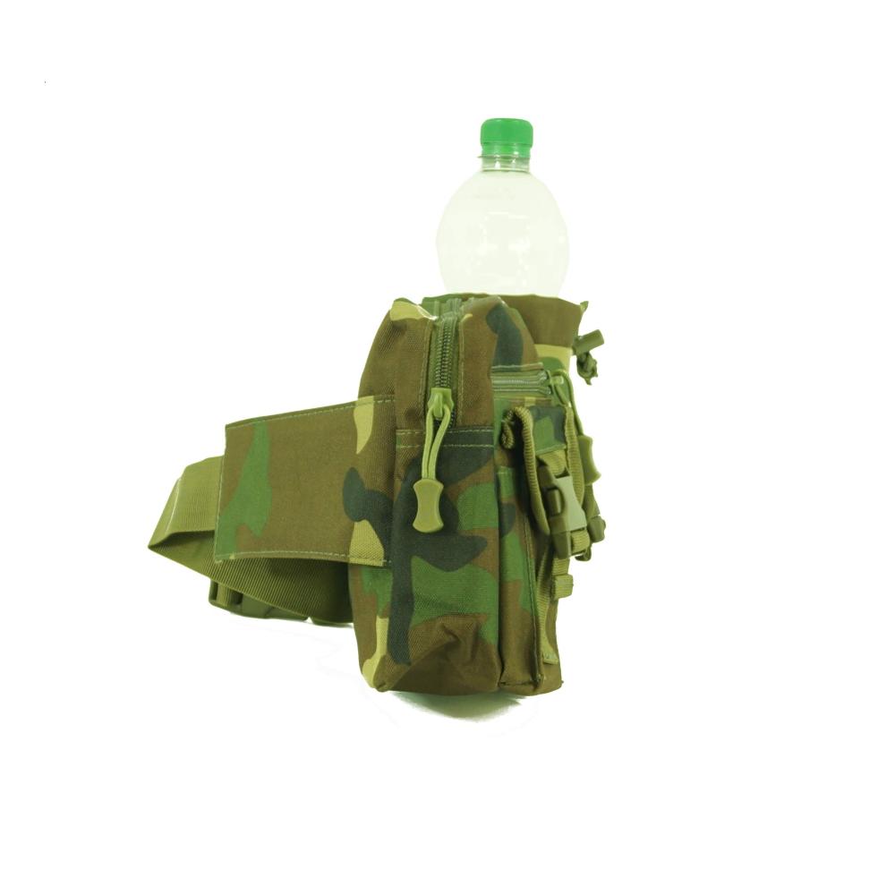Camouflage Hüfttasche mit Flaschenhalter - Military Style Bauchtasche mi 5 Fächern & verstellbarem Gürtel