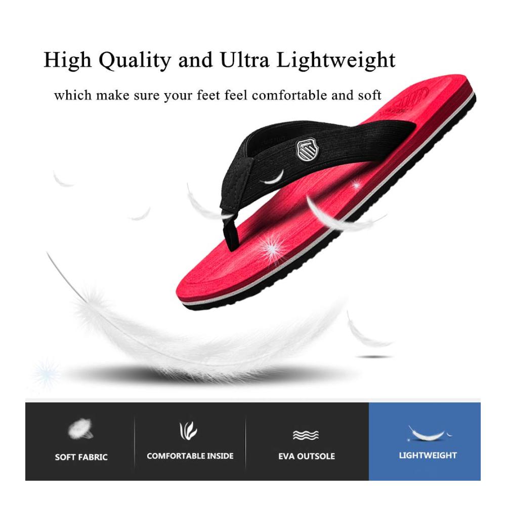 Leichte Unisex Zehentrenner - Bequeme Badelatschen für Damen und Herren in Rot (Größe 46 EU) - Rutschfeste Badeschlappen mit Weichem Tragekomfort - Sommer Flip Flops für Freizeit und Zuhause