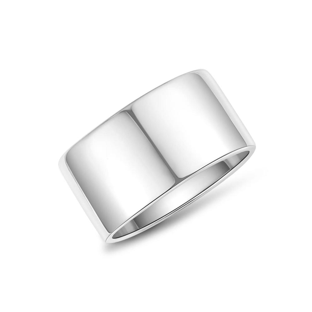 18K Gold Silber Ringe - Damen Herren 12MM Bandring für Daumen und Finger Klassisch Unisex Schmuck mit Hochglanzpolitur Bequeme Passform in Größe 52-62