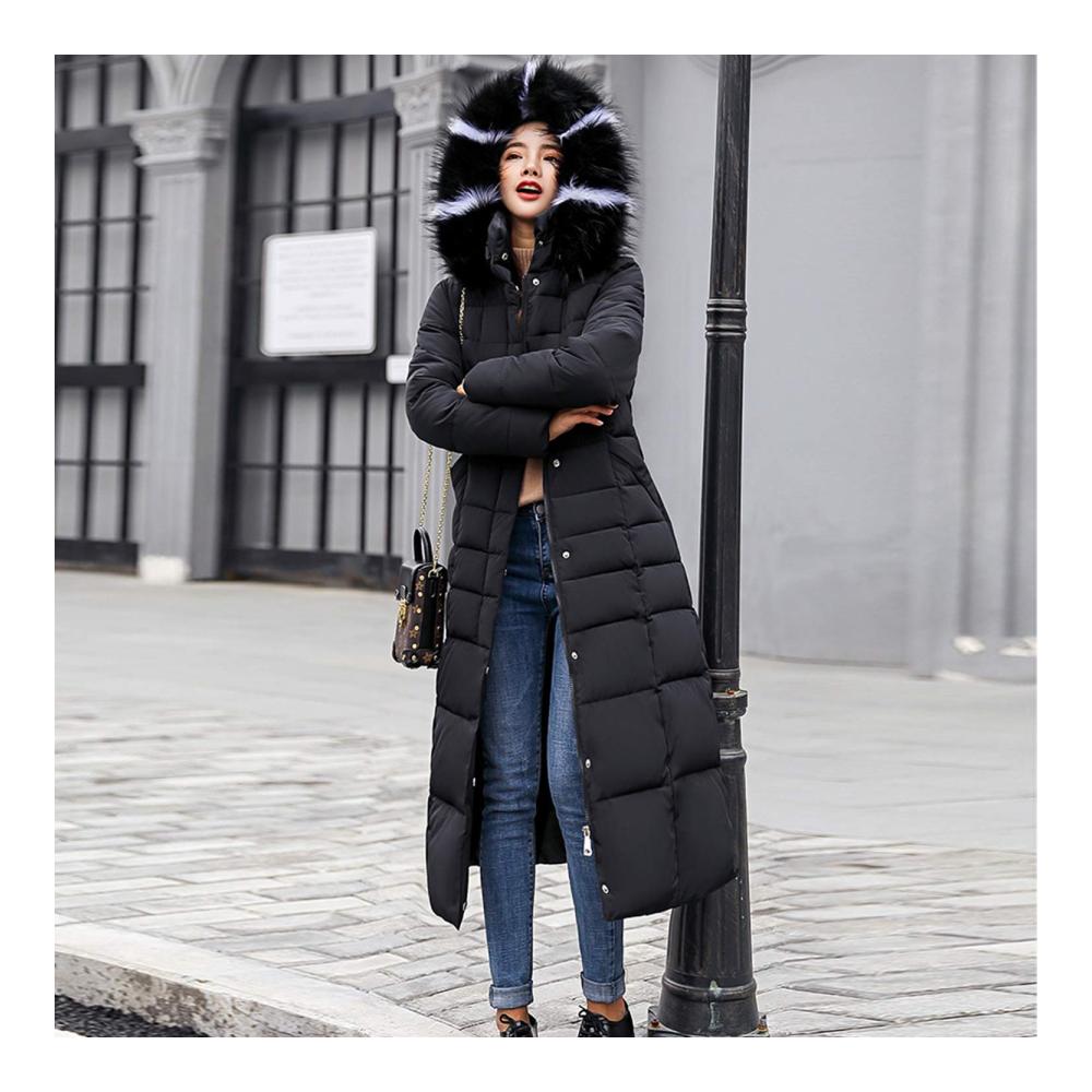 Damen Winter Daunenjacke mit Abnehmbarer Pelzkapuze | Lange Ärmel Warm Winddicht | Outdoor Puffer Mantel