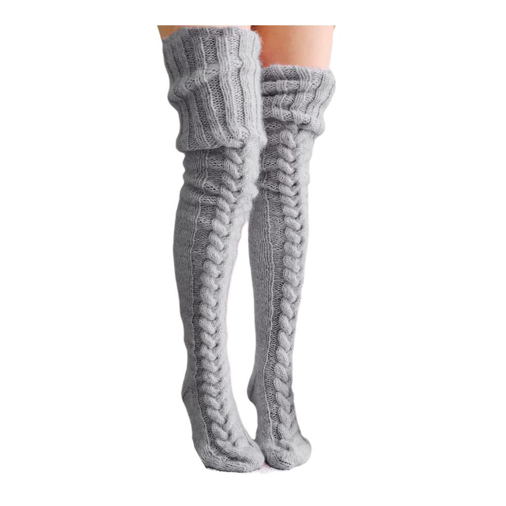 Exquisite Cable Knit Kniestrümpfe - Damen Thigh High Compression Socks für Weihnachten