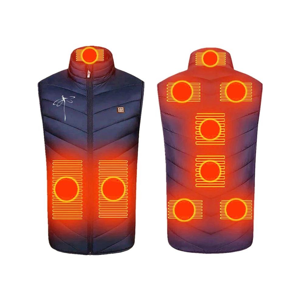 Beheizbare Weste für Herren und Damen - Elektrische Heizweste mit 3 einstellbaren Temperaturen 9 Heizzonen USB-Anschluss - Ideal für Skifahren Plus Size (Ohne Akku