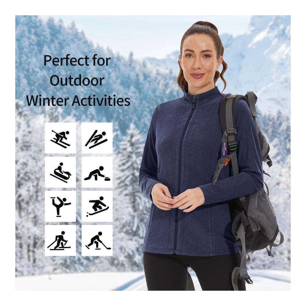 Damen Fleecejacke – Warm Gefüttert Leicht und Antistatisch für Winter Outdoor-Aktivitäten Laufen Wandern und Freizeit - Mit Stehkragen und Full Zip Sweatjacke