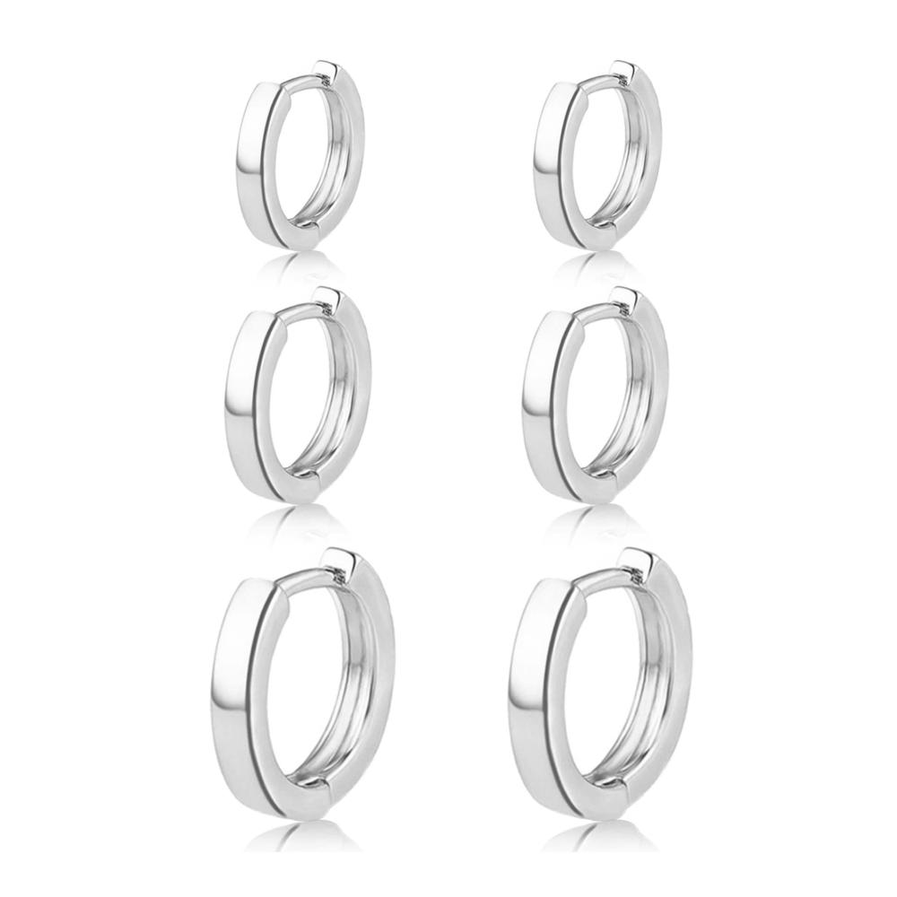 Mini Silber- und Goldcreolen Set für Damen und Mädchen – Helix Huggie Earrings Ohringestecher vergoldet ideal für Mehrere Ohrlöcher