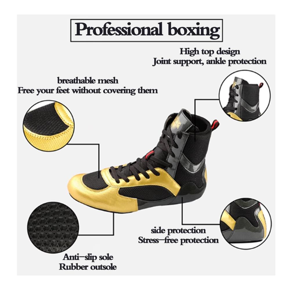 Boxschuhe für Herren - Hochwertige High-Top Boxing Shoes für Erwachsene Flexibel Langlebig Atmungsaktiv Leicht - Ideal für Bodybuilding Kreuzheben Powerlifting und Wrestling