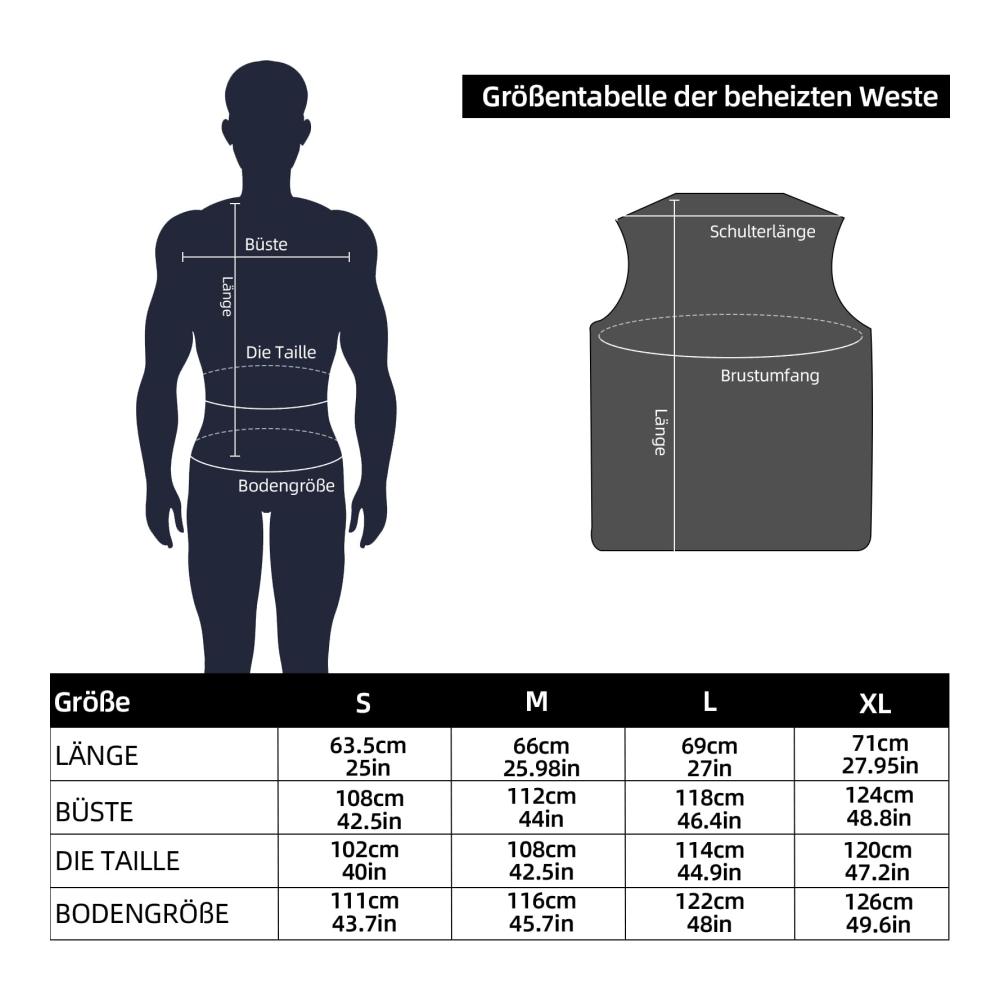 Beheizte Herrenweste mit 3-Stufen-Heizmodus waschbar - Ideal für Winter Outdoor-Aktivitäten Wandern Skifahren - Batterie nicht enthalten