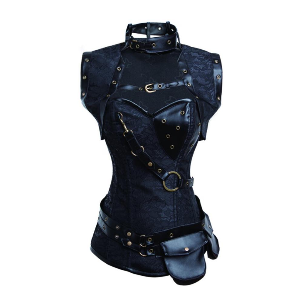 Steampunk Brokatmuster Corsage für Damen - Vintage Retro Gothic Korsett von PANOZON