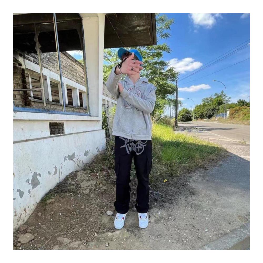 Y2K Baggy Jeans für Herren - Hip Hop Streetwear Cargo Pants mit weitem Bein