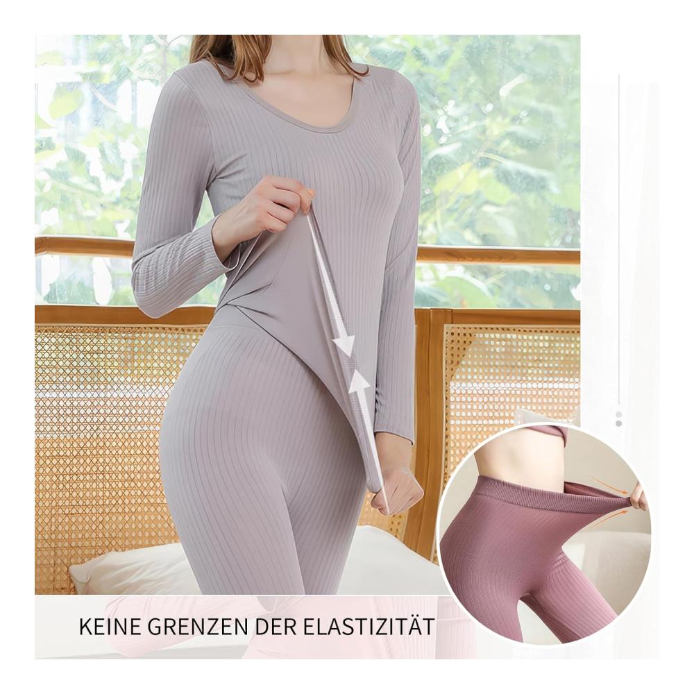 Thermische Damenunterwäsche Set Herbst/Winter - Pink Eng anliegendes Langarmshirt & Hose