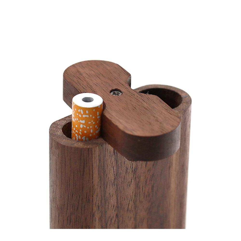 Mini One-Hitter Holz Dugout - Verstecktes Zigarettenetui mit Keramikpfeife und Tabak-Aufbewahrung