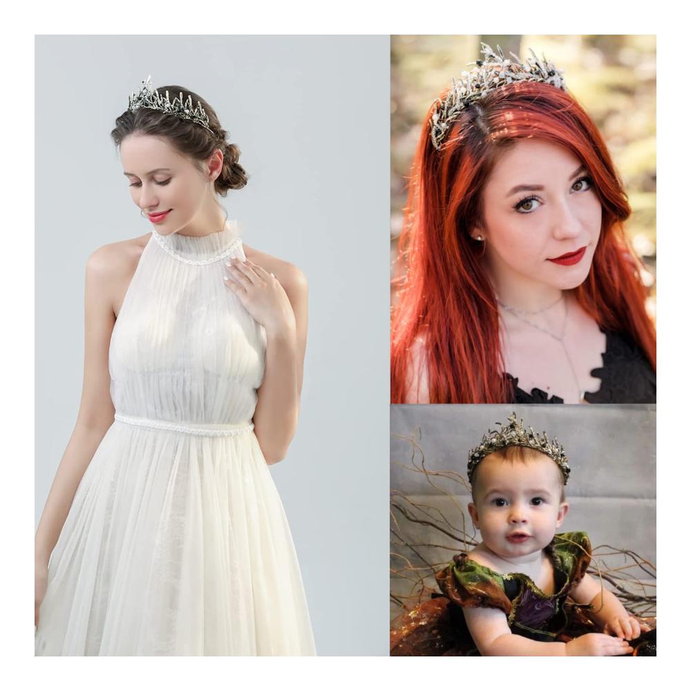 Schwarze Perle Diadem Vintage Haarkrone für Braut Hochzeit & mehr