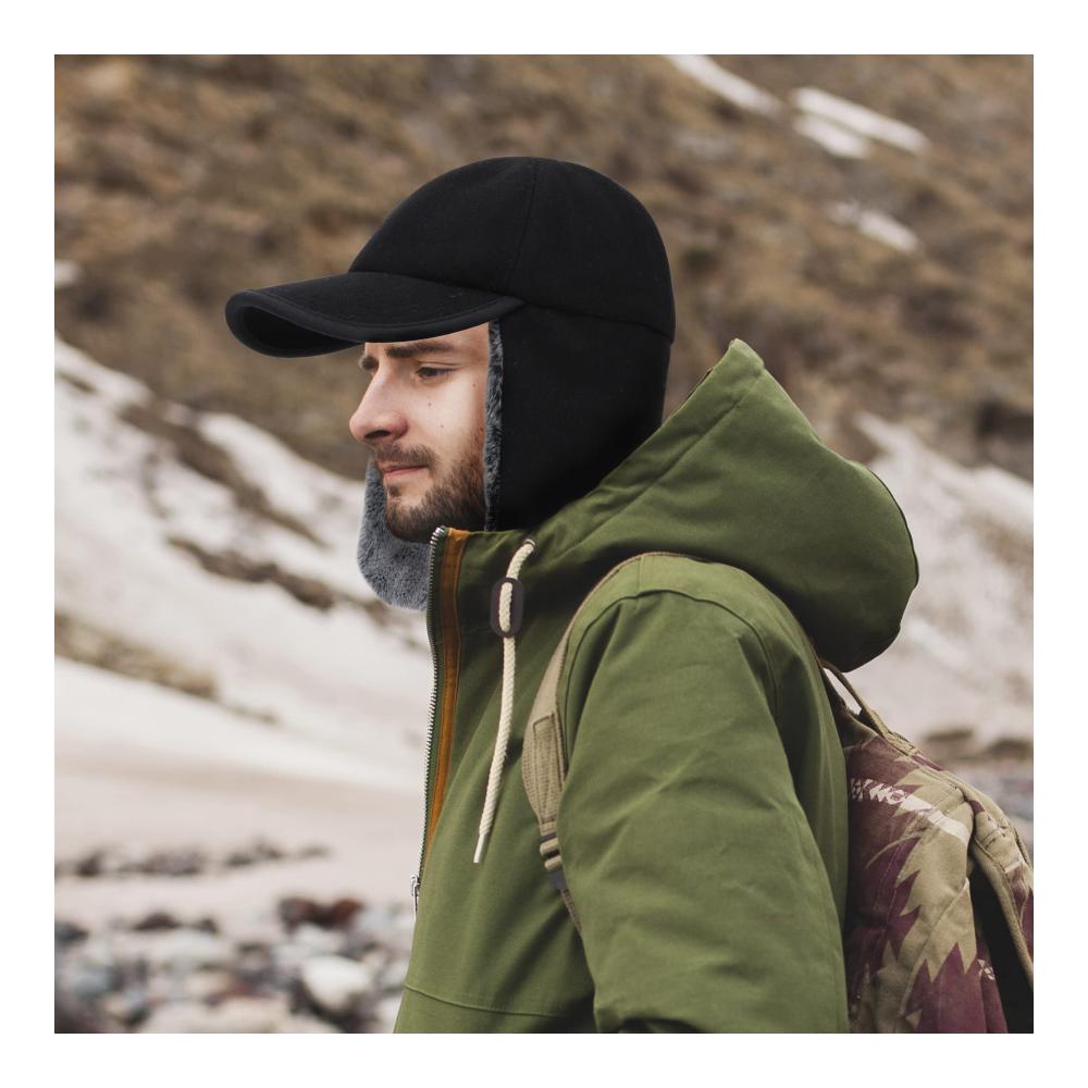 PivotWing Fliegermütze mit Kunstfell-Futter | Basecap für Damen und Herren | Warme Wolle Ohrenklappen | Wintermütze für maximale Wärme
