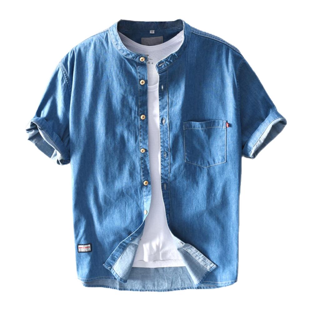 Herren Freizeithemd aus Baumwolle - Casual Jeanshemd kurzärmlig mit Button-Down-Kragen für den Sommer