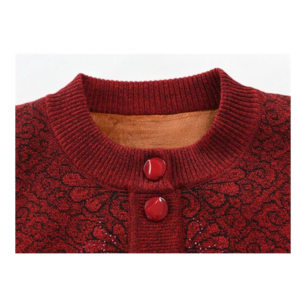 Damen Strickjacke für den Winter - Stilvolle Braune Kleidung für Mittleres und Älteres Alter Plus Samt Warm und Langarm - Perfekte Pullover für Mütter und Omas