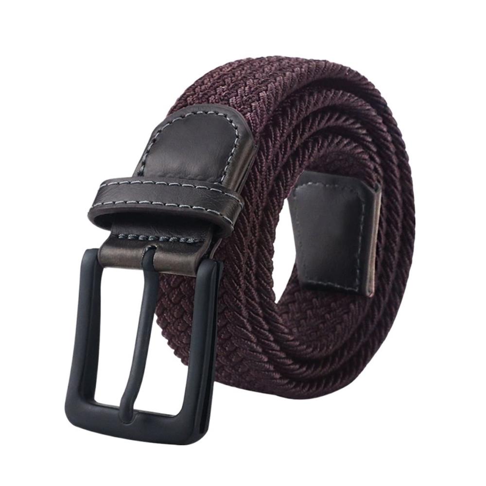 Mode Damen Gürtel Elastischer Leinwandgürtel mit Metall Dornschließe für Hosen & Jeans (120cm Braun