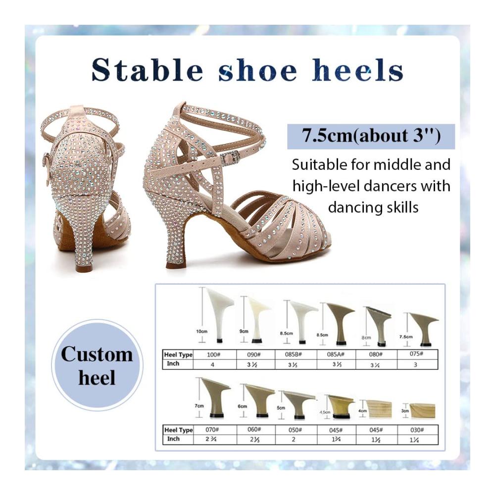 Latein-Tanzschuhe Damen Strassbesetzte Offene Spitze für Ballsaal Chacha Salsa - Perfekte Performance mit Modell-L440