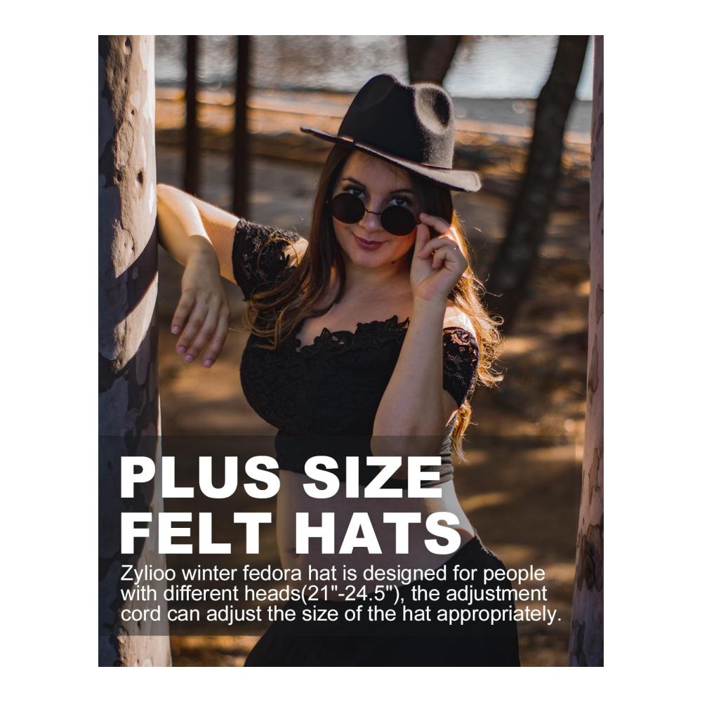 Fedora & Trilby Zylioo XS-XXL Hochwertiger Filzhut für Herren und Damen mit Breiter Krempe Gürtelschnalle Ideal für den Winter